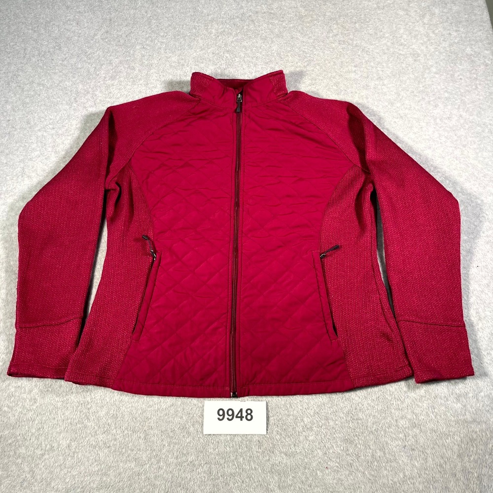 Storm Creek Quilted Jacket Womens XL Red Knit Mock Neck Full Zip Winter Casual